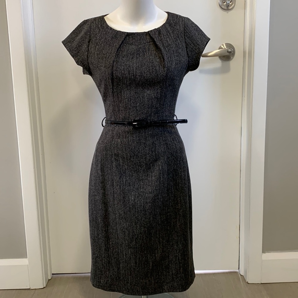 SUZYSHIER Tweed charcoal dress